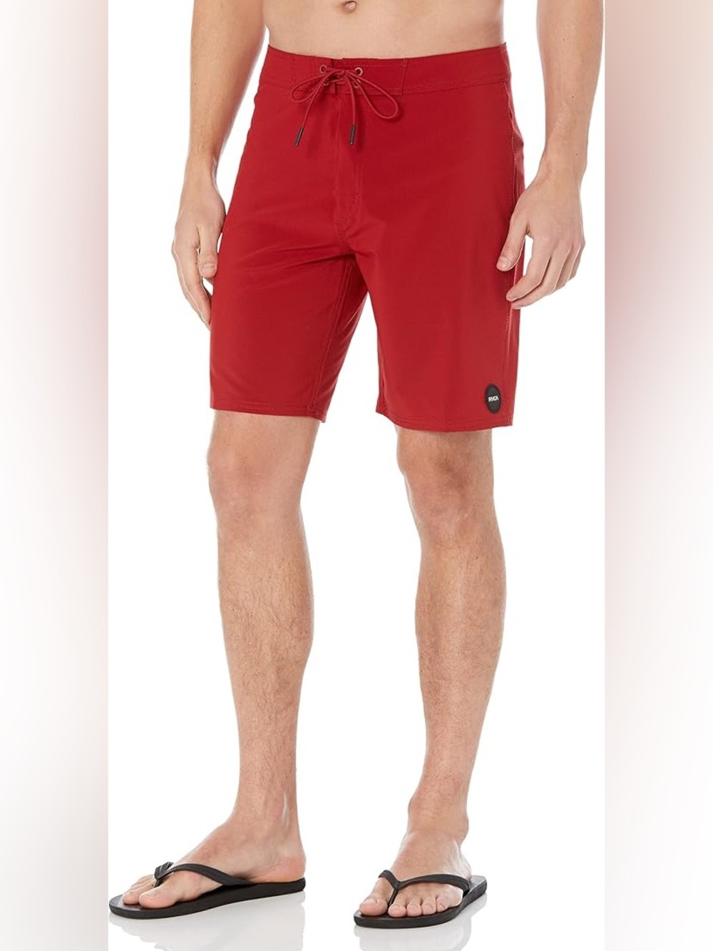 RVCA Dobby car red STRETCH BOARDSHORTS mid length 19” size 31 Men’s surf trunks